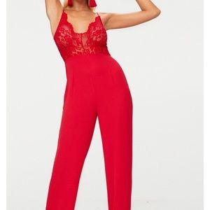 Red Lace Jumpsuit